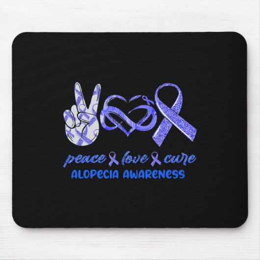 Tapis De Souris Peace Love Cure Alopecia Sensibilisation (Devant)