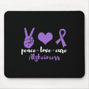 Tapis De Souris Peace Love Cure Alzheimers Awareness Family Warrio