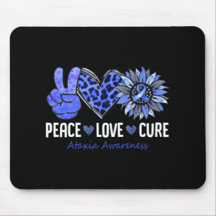 Tapis De Souris Peace Love Cure Ataxia Awareness Mois Blue Sunflo