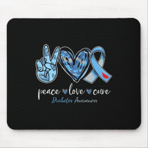 Tapis De Souris Peace love cure bleu ruban de sensibilisation au d