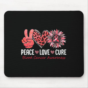Tapis De Souris Peace Love Cure Blood Cancer Awareness Red Sunflow