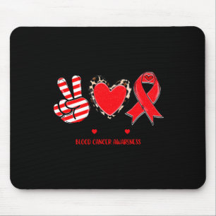 Tapis De Souris Peace Love Cure Blood Cancer Sensibilisation T-S