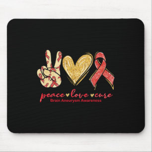 Tapis De Souris Peace Love Cure Burgundy Ribbon Cerveau Aneurysm A