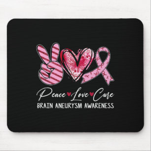 Tapis De Souris Peace Love Cure Burgundy Ribbon Cerveau Aneurysm A