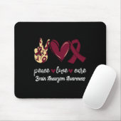 Tapis De Souris Peace Love Cure Cerveau Aneurysme Bourgogne Ruban (Avec souris)