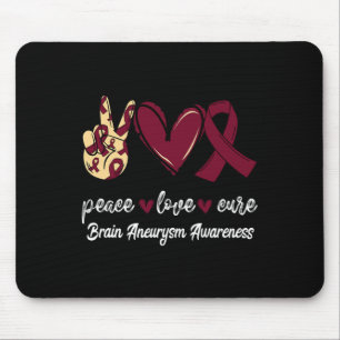 Tapis De Souris Peace Love Cure Cerveau Aneurysme Bourgogne Ruban