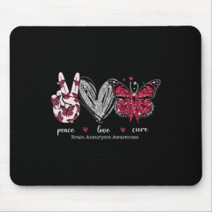 Tapis De Souris Peace Love Cure Cerveau Aneurysme Guerrier Bourgog