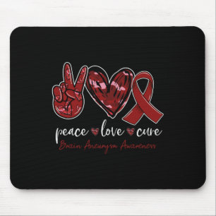 Tapis De Souris Peace love cure Cerveau Aneurysme mois de sensibil
