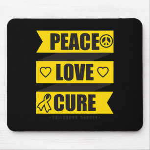 Tapis De Souris Peace Love Cure Chilhood Cancer Awareness 1