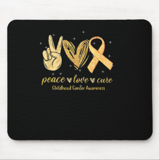 Tapis De Souris Peace Love Cure Chilhood Cancer Awareness Gold Ri