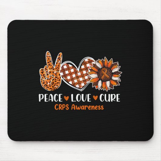 Tapis De Souris Peace Love Cure CRPS Sensibilisation Mois Guerrier (Devant)