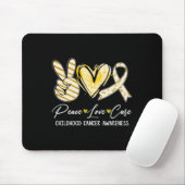 Tapis De Souris Peace Love Cure Gold Ribbon Enfance Cancer Aware (Avec souris)