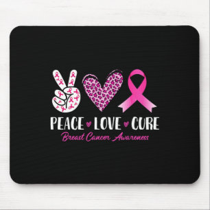 Tapis De Souris Peace Love Cure Leopard Conscience du cancer du se