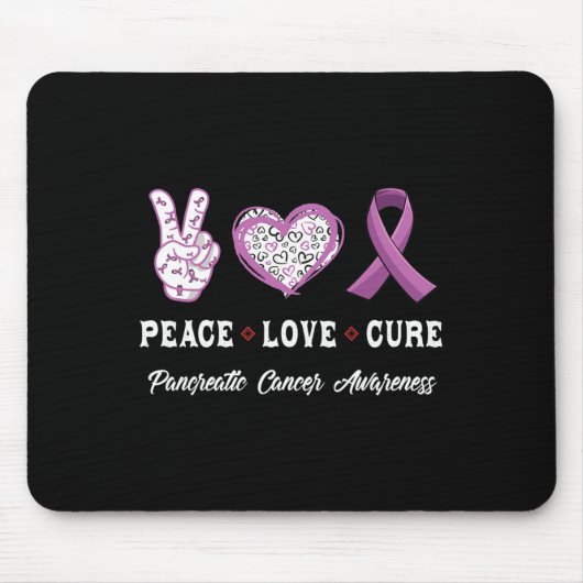 Tapis De Souris Peace Love cure Pancreatic cancer aware (Devant)