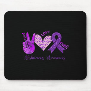 Tapis De Souris Peace Love Cure Purple Ribbon Alzheimer Lauréats d
