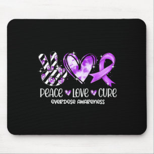 Tapis De Souris Peace Love Cure Purple Ribbon Overdose Sensibilisa