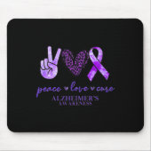 Tapis De Souris Peace Love Cure Ribbon Leopard Alzheimer Cerveau A (Devant)