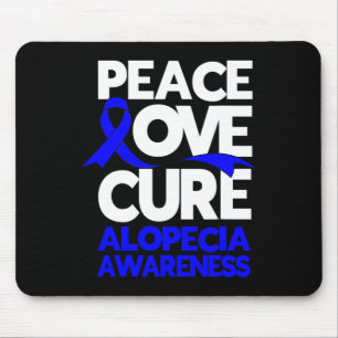 Tapis De Souris Peace Love Cure Support Alopecia Awareness Ruban