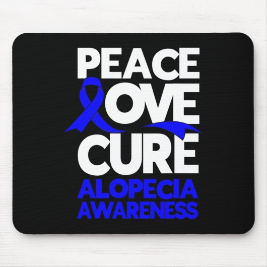 Tapis De Souris Peace Love Cure Support Alopecia Awareness Ruban (Devant)