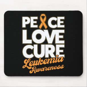Tapis De Souris Peace Love Cure Support Leukemia Sensibilisation R
