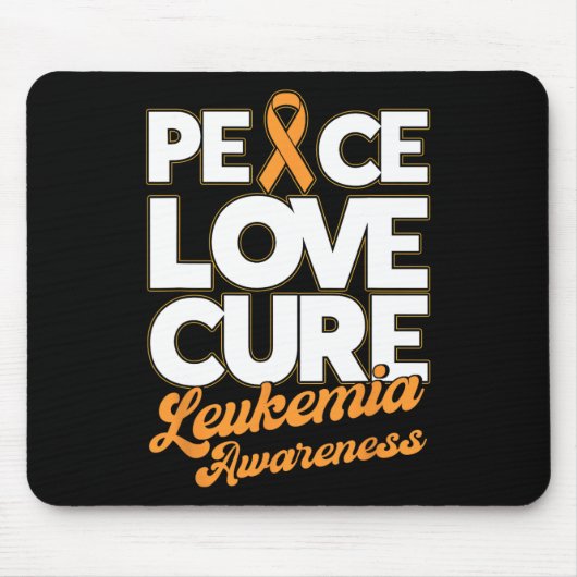 Tapis De Souris Peace Love Cure Support Leukemia Sensibilisation R (Devant)