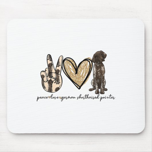 Tapis De Souris Peace Love Gsp Allemand Pointer Pointer Dog Log (Devant)
