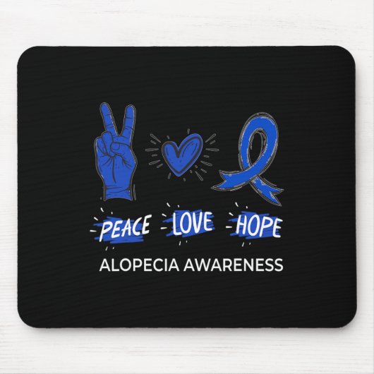 Tapis De Souris Peace Love Hope Alopecia Awareness Areata Ribbon S (Devant)