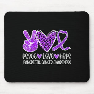 Tapis De Souris Peace Love Hope Leopard Purple Cancer Pancréatique
