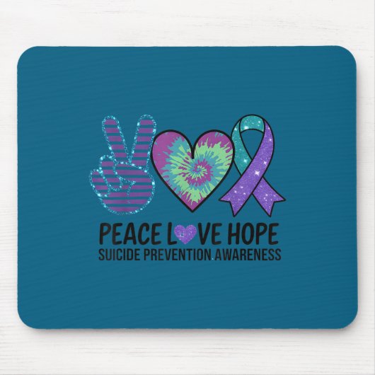 Tapis De Souris Peace Love Hope Suicide Prevention Tie Dye Awarene (Devant)
