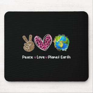 Tapis De Souris Peace Love Jour des terres Sauver notre planète En