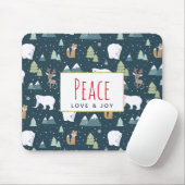 Tapis De Souris Peace Love & Joy Christmas Animaux Motif (Avec souris)