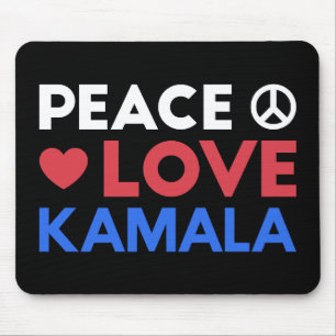 Tapis De Souris Peace Love Kamala I - Kamala Harris Pour Président