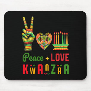 Tapis De Souris Peace Love Kwanzaa Patrimoine africain Art culture