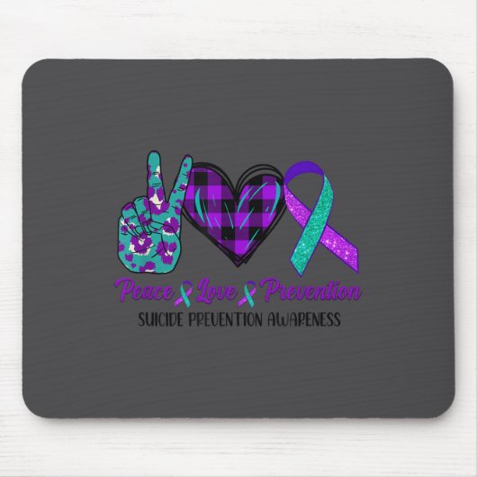 Tapis De Souris Peace Love Life Suicide Awareness Womens Semi Colo (Devant)