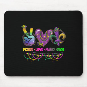 Tapis De Souris Peace Love Mardi Gras Beads Carnival Parade Nouvea