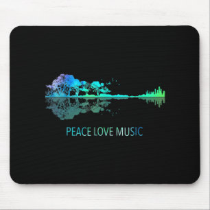 Tapis De Souris Peace Love Musique Guitar Lake Shadow Hippie Music