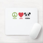 Tapis De Souris Peace Love Pandas (Avec souris)