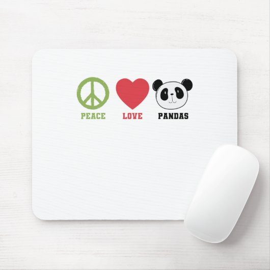 Tapis De Souris Peace Love Pandas (Avec souris)