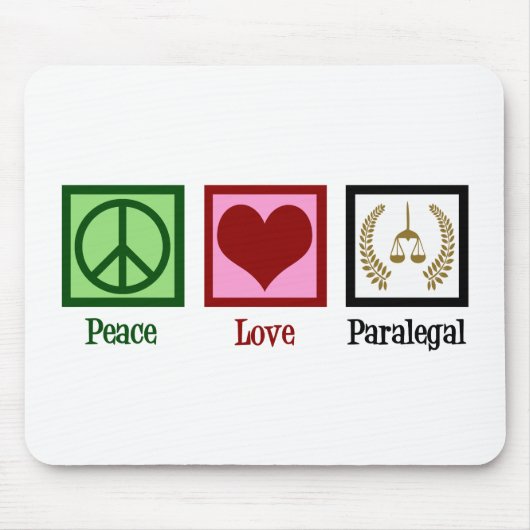 Tapis De Souris Peace Love Paralegal (Devant)
