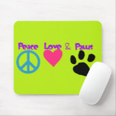 Tapis De Souris Peace Love & Paws (Avec souris)