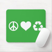 Tapis De Souris Peace Love Recycle (Avec souris)
