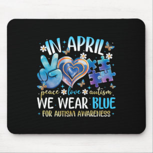 Tapis De Souris Peace Love Sensibilisation sur l'autisme En Avril