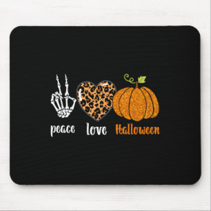 Tapis De Souris Peace Love Squelette Automne Citrouille Leopard Ha