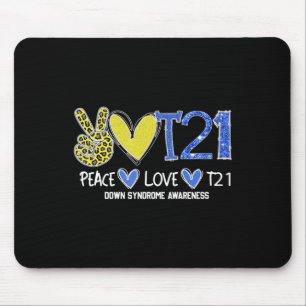 Tapis De Souris Peace Love T21 Blue Yellow Ribbon Down Syndrome Aw