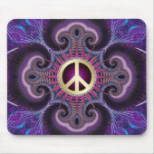Tapis De Souris Peace Sign Groovy Fractals Purple Mousepad (Devant)