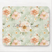 Tapis De Souris Peach Mint Pretty Rose Floral (Devant)