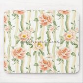 Tapis De Souris Peach Mint Pretty Roses Floral Stripes (Devant)
