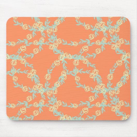 Tapis De Souris Peach Orange Floral Seamless Motif (Devant)