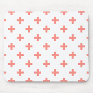 Tapis De Souris Peach polka croise sur blanc