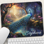 Tapis De Souris Peacock enchanté personnalisé<br><div class="desc">Apportez une touche d'enchantement à votre espace de travail avec cette souris personnalisée avec un paon majestueux par un étang serein. Les couleurs vives et les détails complexes des plumes du paon créent une scène fascinante, inspirant créativité et tranquillité. Ajoutez une touche personnelle avec votre nom ou un message spécial....</div>